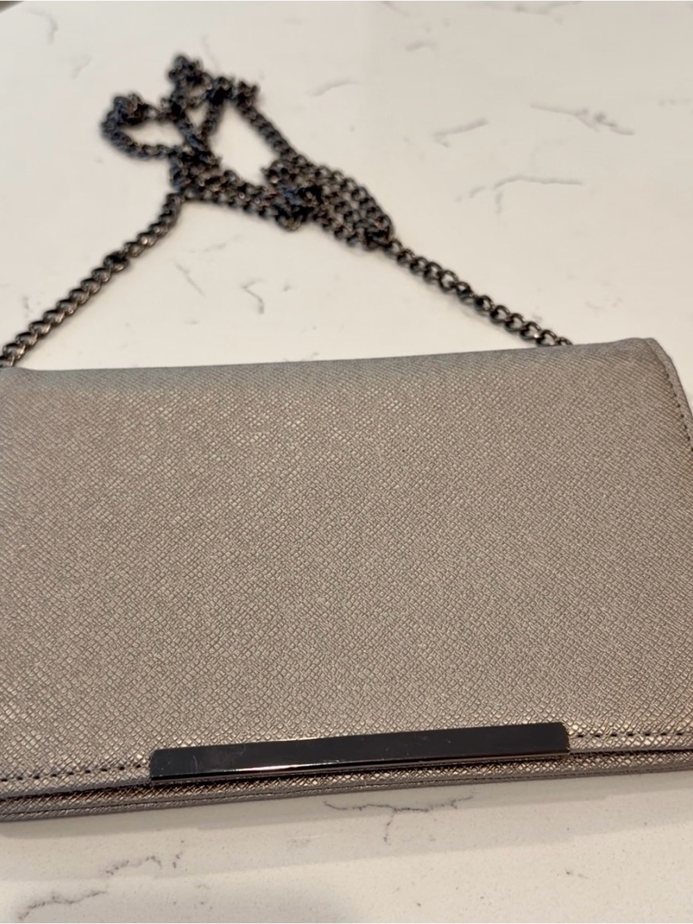 Mix No. 6 Metallic Silver Chain-Handle Clutch